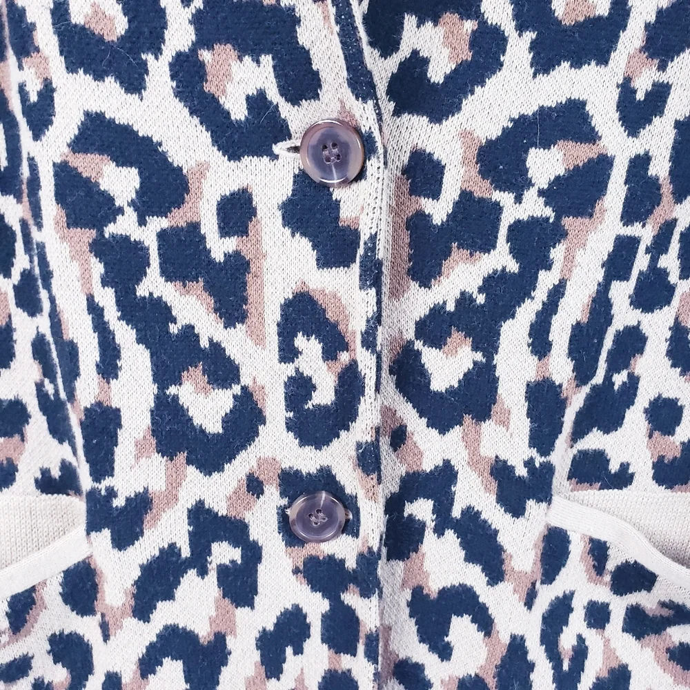 J. Crew Leopard Print Sweater Blazer AS303 Women's Size Small Camel Brown Black‎